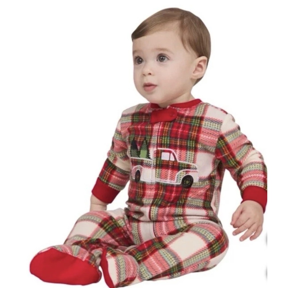 NWT Eddie Bauer Baby Holiday Family Sleep Set 2T Plaid Christmas Truck